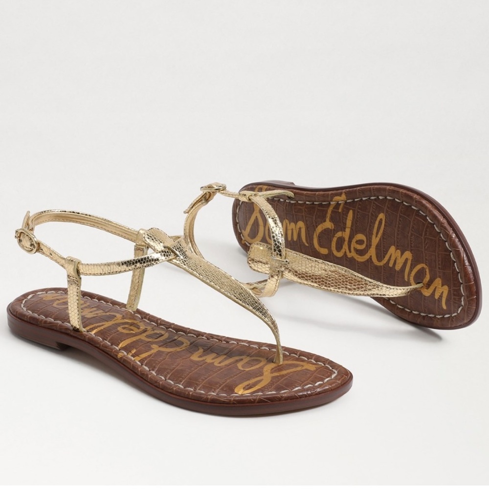 Sam Edelman GiGi thong Amber Gold Sandal. Size 10.5